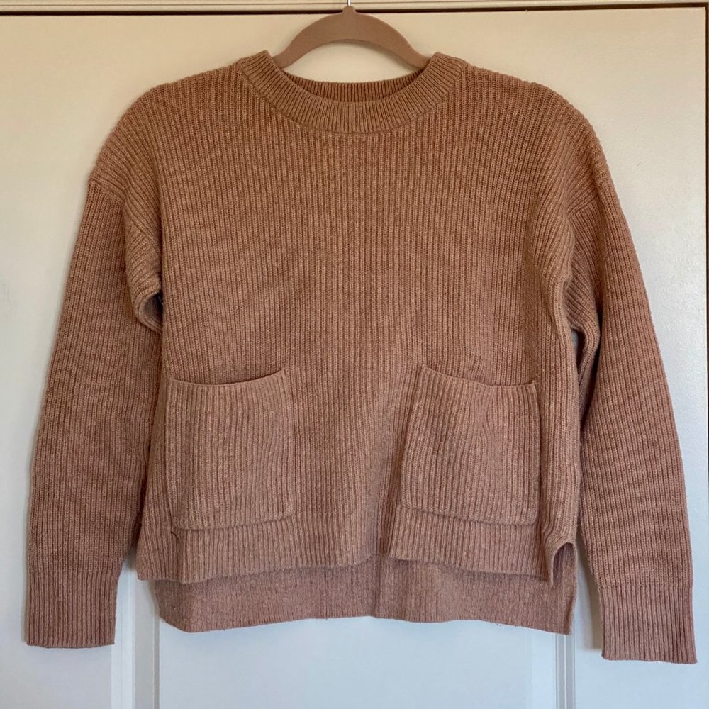 Madewell Small Cropped High Low Pink Sweater